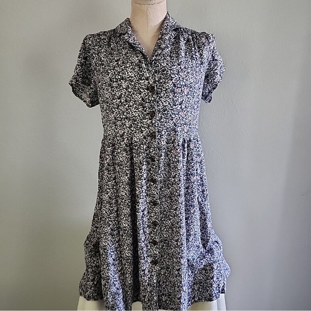 Indigo Rose MediumPetite Button Up Light Weight Summer Spring Dress